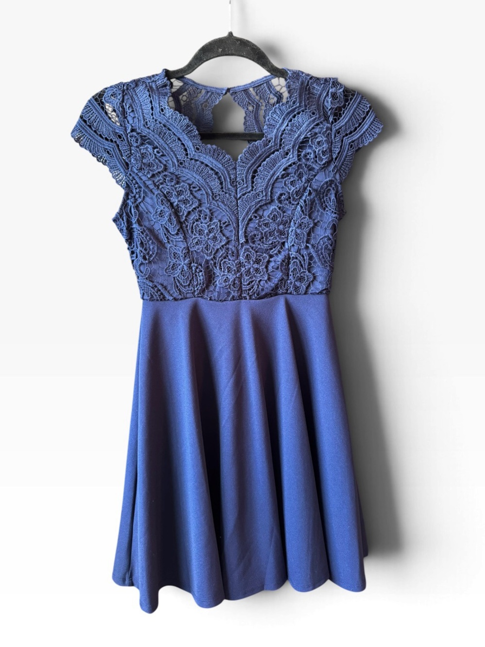 Rare Editions Royal Blue Lace Fit-and-Flare Dress